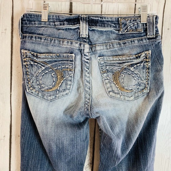 Womens Big Star Maddie Boot Cut Mid Rise Distressed Denim Blue Jeans Size 28s - Picture 4 of 8
